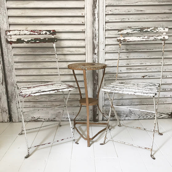 Pair of French folding cafe chairs