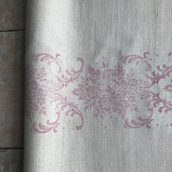Hand-printed Vintage Linen Runners (Dusty Pink)